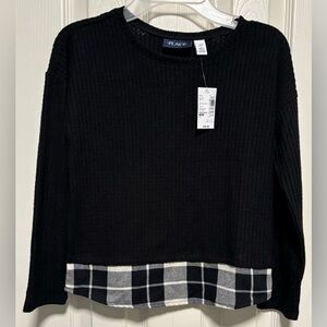 NWT The Children’s Place Girls Plaid 2 in 1 Sweater/Shirt